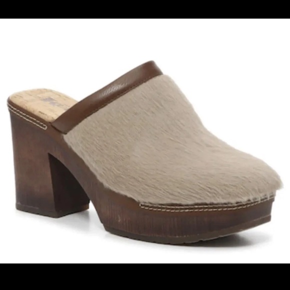 Korks Taupe Lori Faux Fur Slip On Clogs